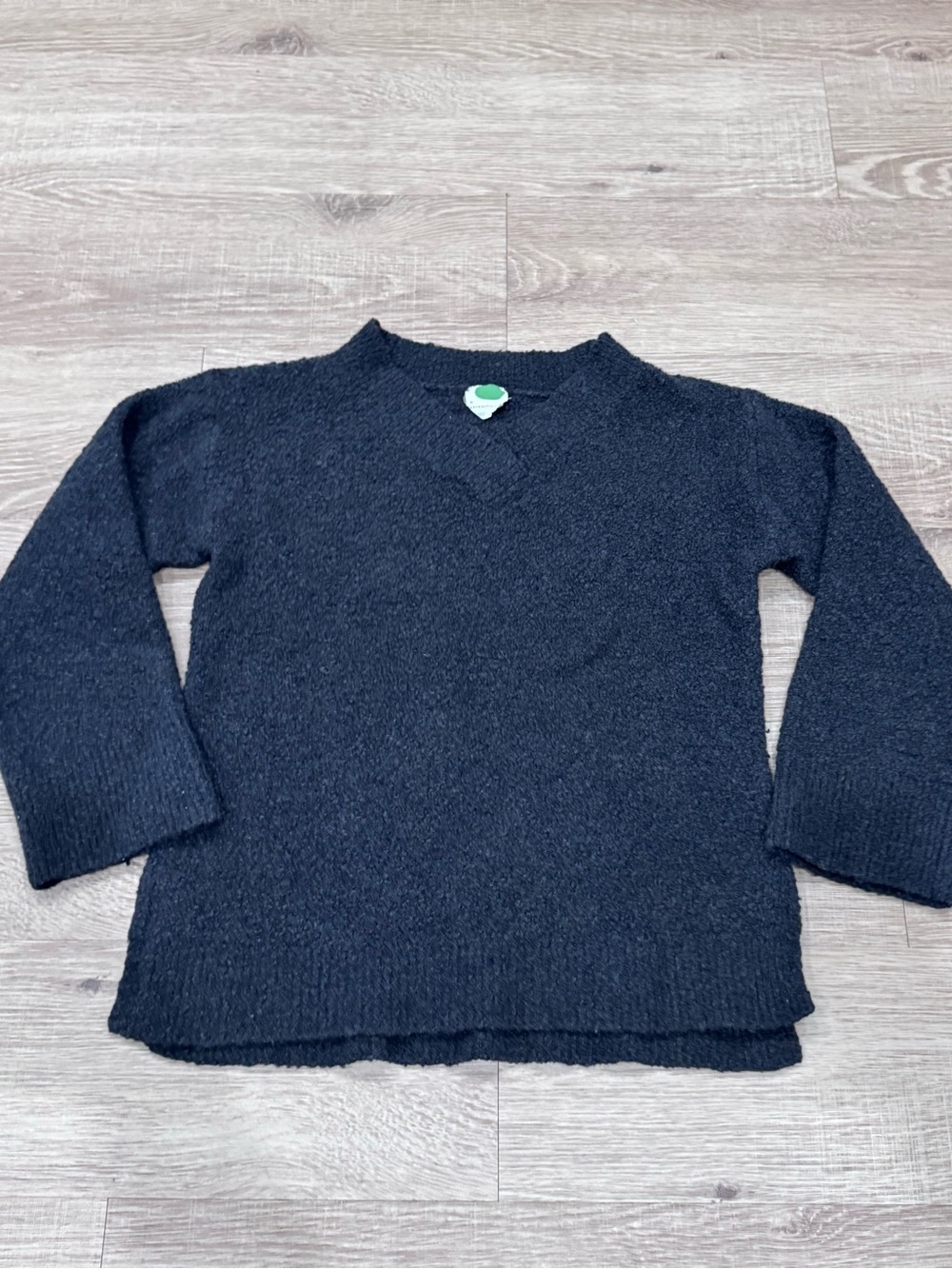 Anthropologie Bouclé Sweater Merino Wool Alpaca Blend Black Crew Neck M